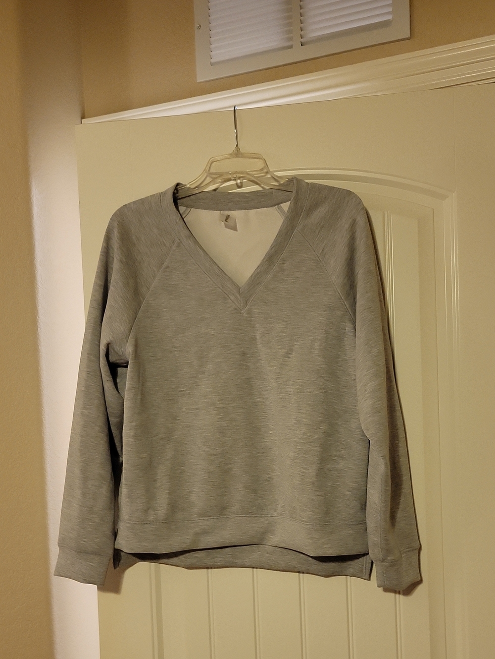 AS Revival Size S But Oversized Women's Light Gray V-Neck Pullover Sweater